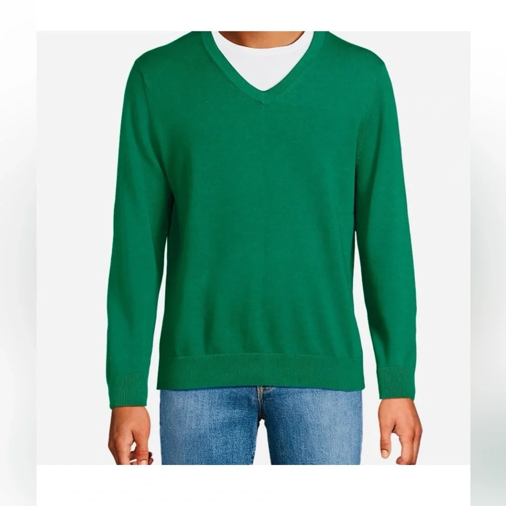 Lands’ End 100% supima cotton v neck sweater